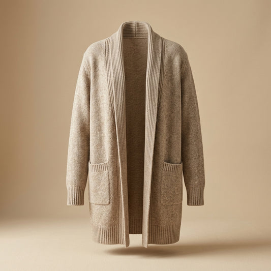 Cardigan lungo aperto beige