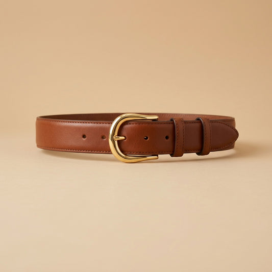Cintura in pelle con fibbia dorata