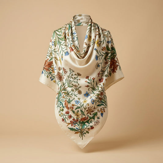 Foulard in seta stampa botanica