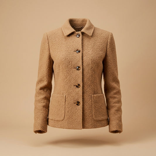 Giacca bouclé color cammello