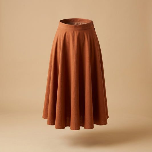 Gonna a ruota midi terracotta