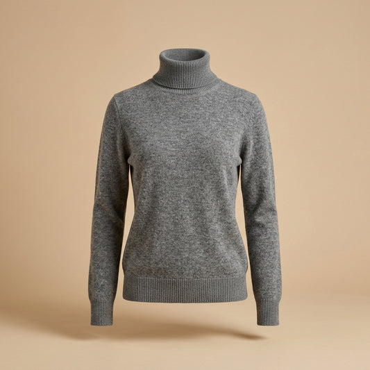 Maglione a collo alto grigio melange