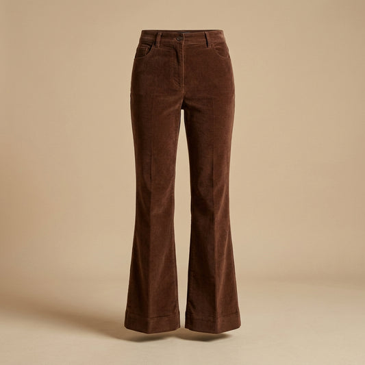 Pantalone a zampa in velluto cioccolato