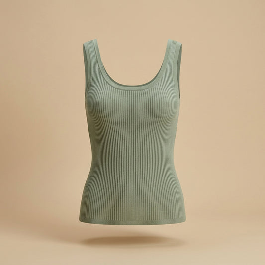Top in maglia a costine verde salvia